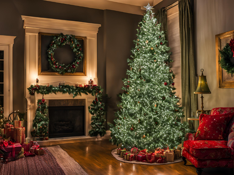 tạo dáng với cây thông noel 6