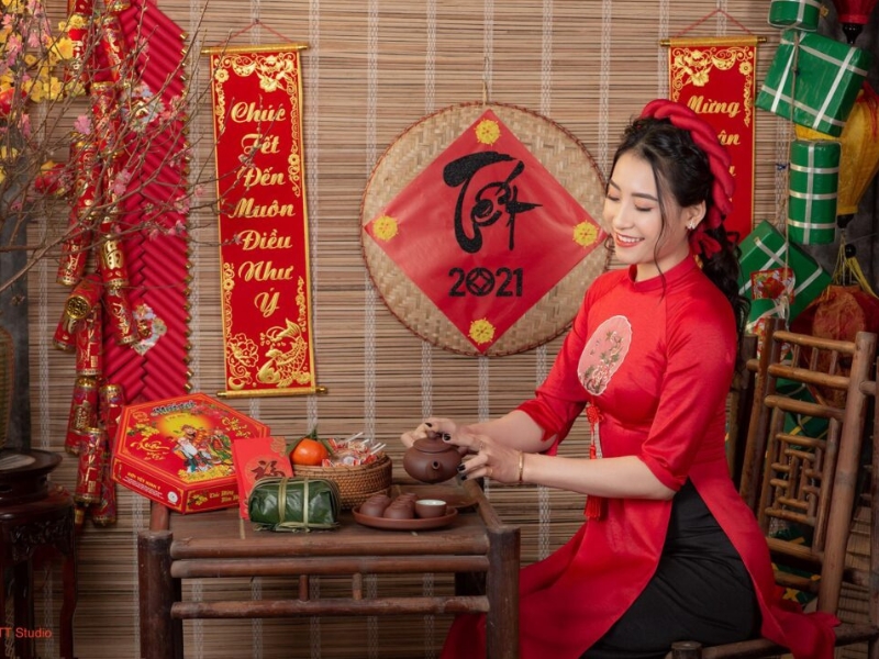 cách tạo dáng chụp ảnh áo dài tết 3